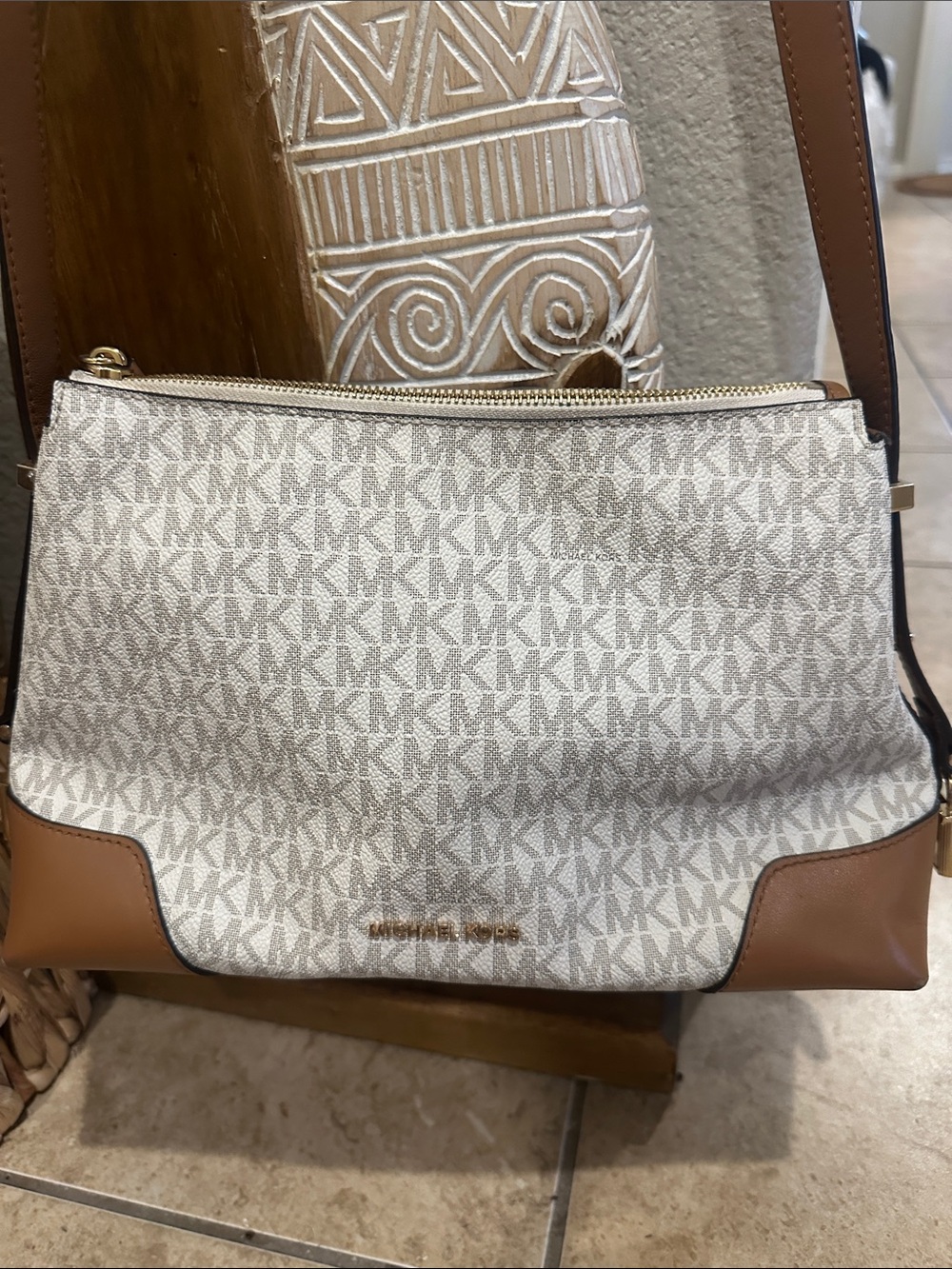 Michael Kors Crosby Medium Signature Logo Print Messenger Bag
